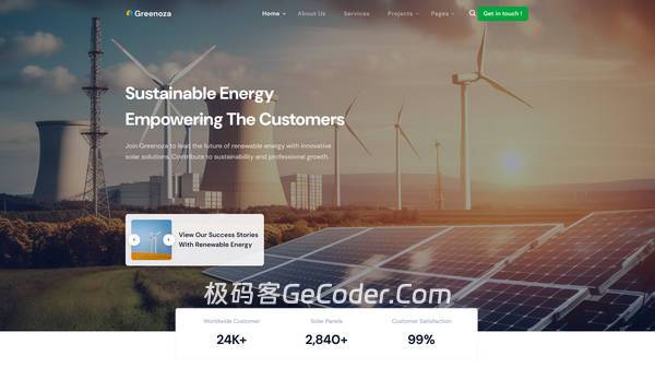 图片[1]_高性能React.js太阳能与可再生能源网站模板_极码客