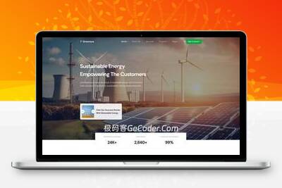高性能React.js太阳能与可再生能源网站模板_极码客