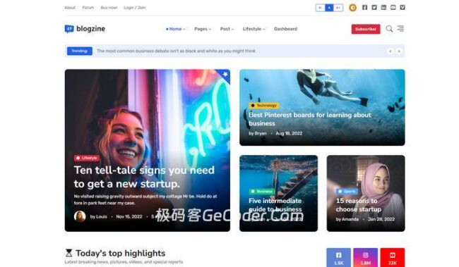 图片[1]_Blogzine_CakePHP博客&杂志社网站模板_极码客